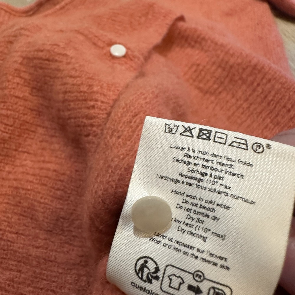 Sezane Gaspard Cardigan Size XXL Coral Mohair Alpaca Blend Sweater Button Up - Picture 7 of 8